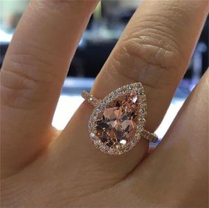 Luxury Womens Wedding Ring Fashion Gemstone Engagement Rings For Women Jewelry Simulated Diamond Ring 124 R2