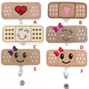 Cute Key Rings Felt Medical Smiling Bandage RN Badge Reel Nursing Band Aid Red Heart Retractable ID Holder Clip