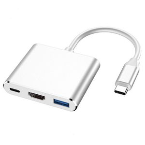 USB-C till USB3.0 HDTV Typ C 3 IN 1 Adapter Höghastighets 4K-upplösning Stöd för MacBook Tablet