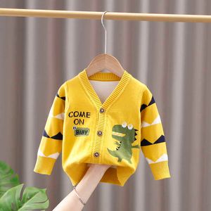 Baby Girl Roupas Inverno Dinossauro Cardigan crianças meninos amarelo camisola tops manga longa casual crianças puxar fille minúsculo cottons y1024