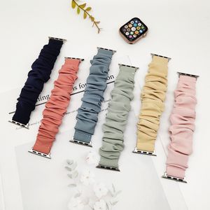 For Apple Watch Band iwatch 23456 se Woven Elastic Single Loop Strap Flower Printed Large Intestine Hair Wristband Polyester 25 Colors