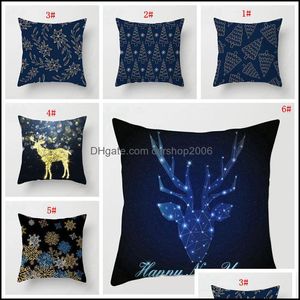 Bedding Supplies Textiles Home & Garden Party Decoration Sofa Cushion Santa Deer Elk Print Er Xmas Pillow Case Christmas Ornament Dbc Drop D