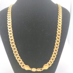 Collana a catena a maglie cubane da uomo di Dubai fatta a mano in cordolo pavimentato riempito d'oro stampato 18 carati