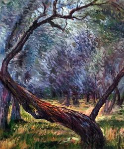 Claude Monet Wall Art Oil Painting Reproduction Olive Trees (Study),Hand Painted Artworks on Canvas,Home, Office,Hotel Decoration Art Gifts for New Year,Unframed