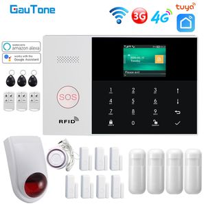 Gautone PG105 Tuya 4G 3G GSM Alarme Sistema Home Segurança Com Detector de Fumo Sem Fio Sirene Suporte Smart Life App Control