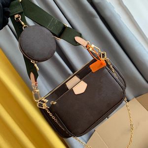 3 i 1 damväska mode lyxdesigner handväskor topp 5a kvalitet äkta läder crossbody väskor axel shopping mynt handväska plånbok för
