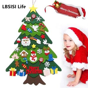 LBSISI Leben DIY Filz Weihnachtsbaum Weihnachtsdekorationen Jahr Kinder Geschenk Spielzeug Tür Wandbehang Ornamente für Zuhause Navidad 211122