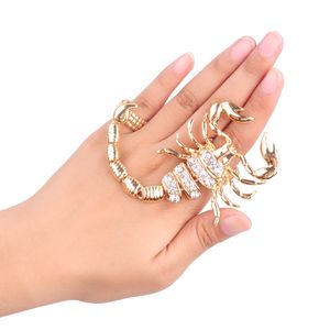 Exaggerated Scorpion Two Piece Rings Crystal Adjustable Retro Personality Animal Big Ring Special Rock Style Jewelry