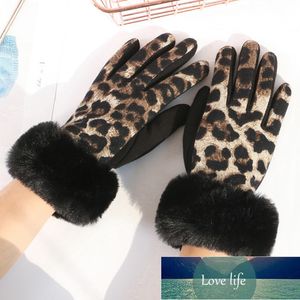 Mode Personlighet Leopard Spot Soft Plush Touch Screen Dam Gloves plus sammet körning inuti för att hålla varm och kall D69 fabrikspris Expert designkvalitet