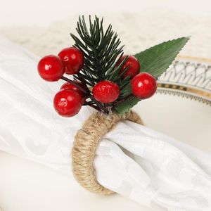 Servett ringar julring klocka typ ljus krans spännen hållare röd frukt vintage bord dekoration reiva personlighet lämnar
