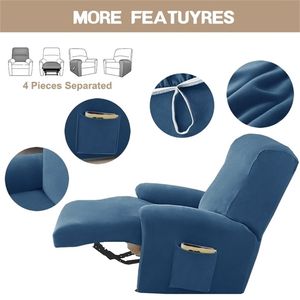 Split Style Recliner Cover Velvet All-inclusive Massage Lazy Boy Chair Lounger Single Couch Sofa Slipcover Armchair s 211116