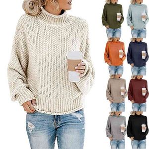 Kvinnors Tröjor Långärmad Turtleneck Jumper Casual Strikkad Tröja Oversize Kvinna Höst Vinter Varma Pulover för kvinnor 210922