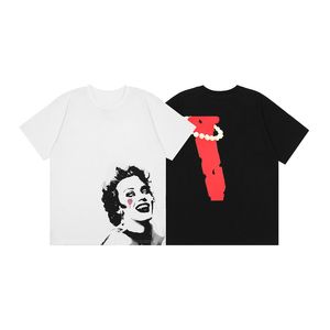 Moda Erkek Tasarımcı T Gömlek Lüks Çift Yüksek Kalite Karakter Desen Baskı Kısa Kollu Yuvarlak Boyun Hip Hop Tarzı Tees Siyah Beyaz