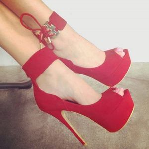 Ręcznie robione damskie Stiletto wysokie obcasy Pompy Cross Lace-Up Peep-Toe Kid-Suede Leather Sexy Platformy Wieczór Prid Prom Moda Buty sądowe D391