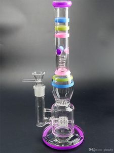 Bright Colorful Glass Bubbler Bong Hookahs 14" inch Tall 18.8mm Joint Size Straight Type Recycler Water Pipes Porcelain for Smoking