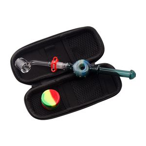 NC083 Dab Rig Tubi per fumatori Borsa Set Parrucca Wag 10mm Titanio Ceramica Quarzo Banger Clip per unghie Strumento Dabber Barattolo di silicone O Ring Swirl Flusso d'aria Tubo di vetro