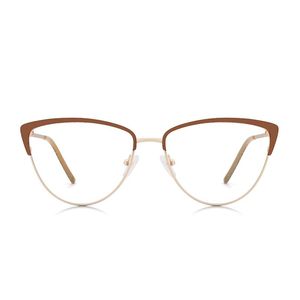 Модные солнцезащитные очки рамы метал женщин рецептурные очки рамки элегантная леди -дизайнерская оптическая прозрачная линза Коричневая Эйглассе