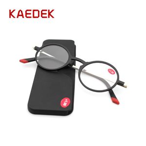 Sunglasses KAEDEK Thin Frame Rectangular Frames Tr90 Reading Glasses +aluminum Magnetic Case Folding Presbyopic Eyeglasse+1 1.5 2 2.5 3 3.5