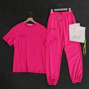 Calças de duas partes de duas peças de camiseta superdimensionada camisa de camiseta de camiseta de mulheres manga curta plus tamanho tops e corredores esportes tracksuit feminino calças