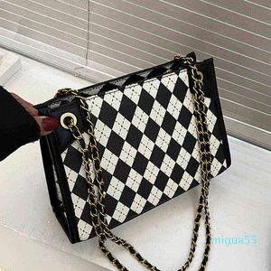 Cross Body Single Shoulder Bag Classic Black White Check Pattern Tote Women High Quality Leather Crossbody Luxury s