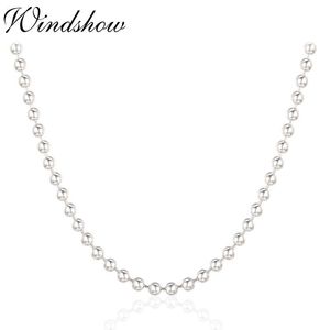 16"-32" Real Pure 925 Sterling Silver Beaded Chains Chocker Necklace For Women Kids Girls Men Jewelry Kolye Colier Ketting 3mm Q0531
