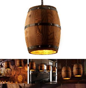 Wood Wine Barrel Hanging Fixture Pendant Lighting Cafe Restaurant Barrel Lamp Bar Cafe Lights Dining Room