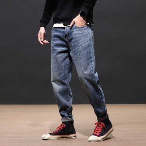 Японские старинные моды мужские джинсы высокого качества ретро голубые свободные джинсовые брюки брюки на улицу дизайнерские брюки