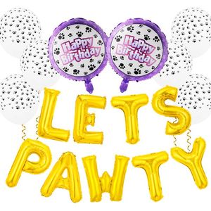 Party Decoration Dog levererar födelsedagsdekorationer Låter Pawty Balloons Banner Pet Hat Happy Foil