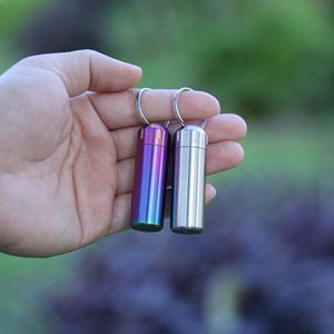 Mini Smoking Bunte Regenbogen Edelstahl Dichtung Wasserdicht Trocken Kräuter Tabak Stash Fall Tragbare Schlüsselring Aufbewahrungsbox Snuff Snorter Sniffer Tank Pille Flasche DHL