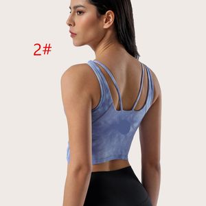 Yoga vest Ms Tie-dye sanding Comfortable Beautiful back Fitness Sports underwear high strength Run Bra With chest pad new style wholesale