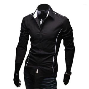 Piping Fit Shirts 5902 Muscle Men's Shirt Edge Sleeve Luxury Dress Casual Designer 3 Stylish Color Long T-Shirts1