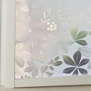 Fönsterklistermärken Film Opaque Glass Films Dekorativ UV Klistermärke Privacy Frosted Static Cling Windows Decal White Leaves