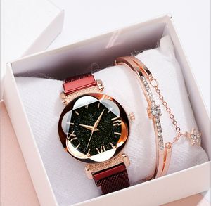 MULILAI Brand Starry Sky Luminous Quartz Womens Watches Magnetic Mesh Band Flower Dial Casual Style Trendy Ladies Watch241Z
