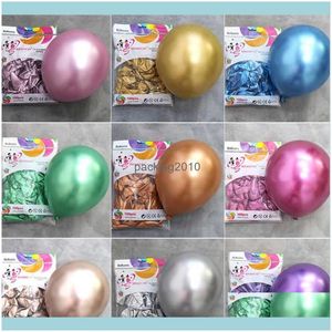 Event Festive Supplies Home & Garden 10Inch Glossy Decoration Metal Pearl Latex Balloons Thick Chrome Metallic Colors Inflatable Air Balls G