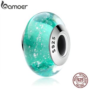 Bamoer 100% Sterling Silver Ariel Signature Kolor Murano Szklane Koraliki Fit Charm Bransoletka Autentyczne Biżuteria Silver S925 SCZ021 Q0531