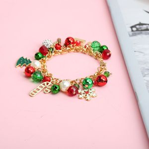 S2605 Modeschmuck Weihnachten Armband Faux Perle Glocke Kristall Perlen Snowfalke Hut Baum Perlen Charms Anhänger Armbänder