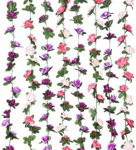 5 Packs 2.5m Bloemenkrans Nep Rose Vine Kunstbloemen Opknoping Rose Ivy Manden Bruiloft Boog Tuin Achtergrond Decor 210624