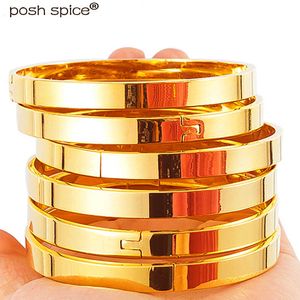 8mm 6pcs/lots Ethiopian Gold Bangle Bracelets Dubai Bangles for Women Middle East Arabia African Israel Wedding Jewelry Gift Q0720