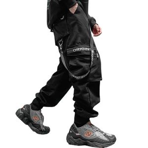 Cargo Spodnie 2020 Streetwear Spodnie dresowe Hip Hop Wstążki Joggers Spodnie Mężczyźni Czarny Casual Track Spodnie Y0927