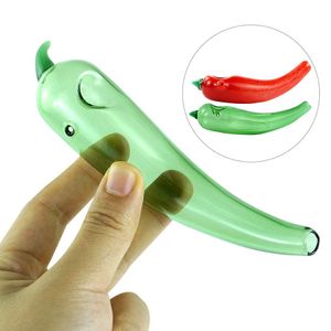 2 colori Chili Handcraft Pyrex Glass Oil Rig Burner Pipe Mini Smoking Hand Pipes Held Bong colorato con colore rosso e verde