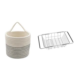Other Garden Supplies 1 Pcs Wall Rope Baskets Cotton Woven & Linen Small Storage Basket Decor Bin Bag