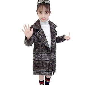 Meninas Casaco Outerwear xadrez padrão casacos outono inverno jaquetas grossas roupas quentes menina 6 8 10 12 14 211204