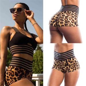 Sexiga kvinnor Kvinnors sommar Hög midja Sport Shorts Push Up Booty Fitness Casual Gym Short 210607