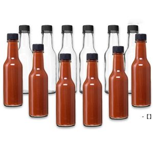 NEU 5oz runde Glassaucen-Tomaten-klare Woozy-Flaschen mit Tropfereinsätzen 150 ml mit Schraubverschlüssen RRD11973 Seeweg