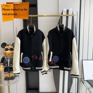 Beflockung Leder ärmel Jacke Baseball Mantel Uniform Mode Neue Einreiher Warme Paare Frauen Männer Varsity Mäntel