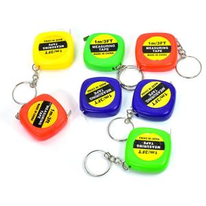 500pcs Mini 1M Tape Measure With Keychain Small Steel Ruler Portable Pulling Rulers Retractable Tape Measures Flexible Gauging Tools