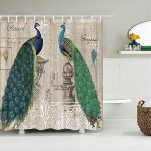 Shower Curtains Beautiful Peacock Pattern Spring Sparrow Curtain Waterproof Bathroom Decoration Home Furnishing