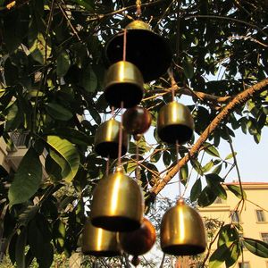 Oggetti decorativi Figurine 6 campane Campanella a vento in rame Campana per monete in bronzo vintage Casa Giardino Cortile Appeso Ornamento Decor Artigianato regalo