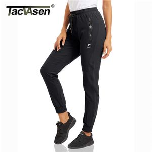 Tacvasen Kvinnors Snabbtorkande Långbyxor Lastbyxor Lady Multi-Zipper Fickor Joggers Sweatpants Vandring Fiske Gym Byxor Arbete 211006