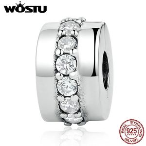 WOSTU Real 925 Sterling Silver Shining Path Clip Charms Koraliki Fit Original Bransoletka Bransoletka Autentyczne biżuteria Dokonuje Q0531